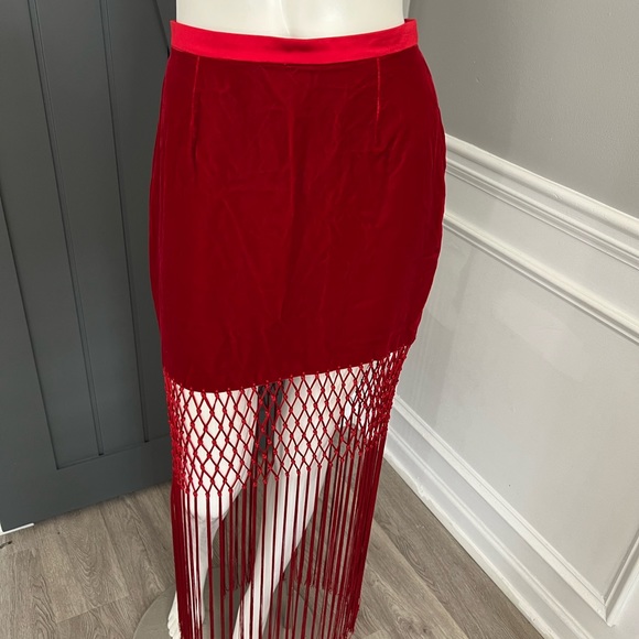 Vintage Red Velvet Skirt - Picture 3 of 11